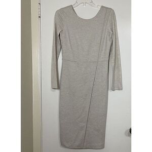 Max Mara Beige Wool long sleeve midi sheath knit dress size 38 US Small